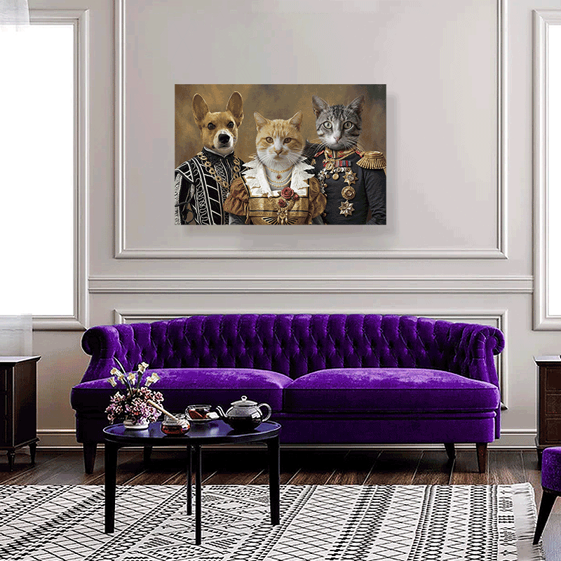 Royal Trio – Noble Multi-Pet Portrait